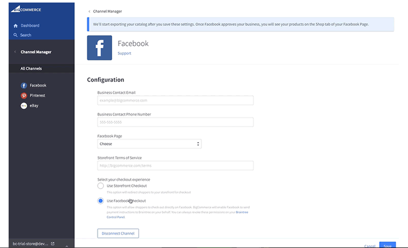 BigCommerce Facebook Dashboard
