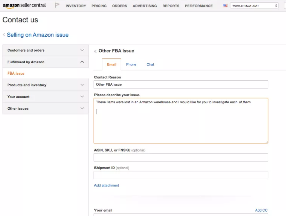 Contact Amazon with .CSV file