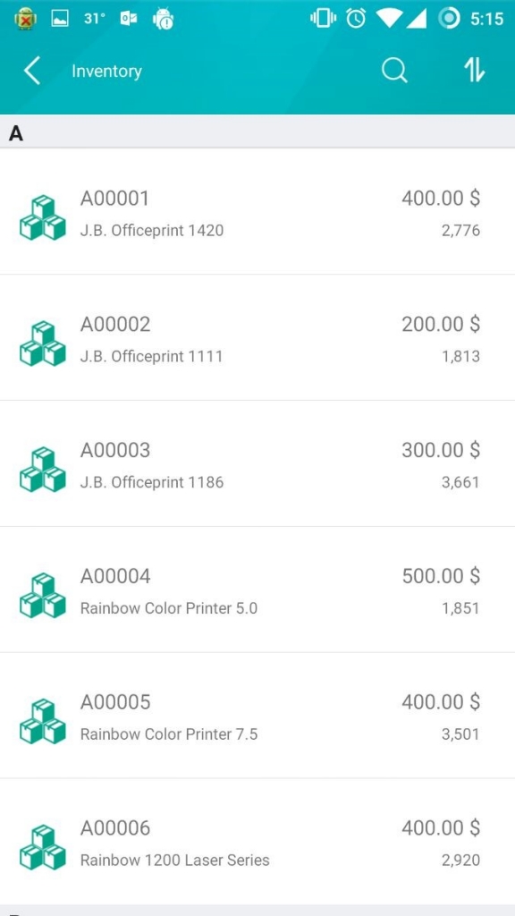 SAP B1 sales app Inventory