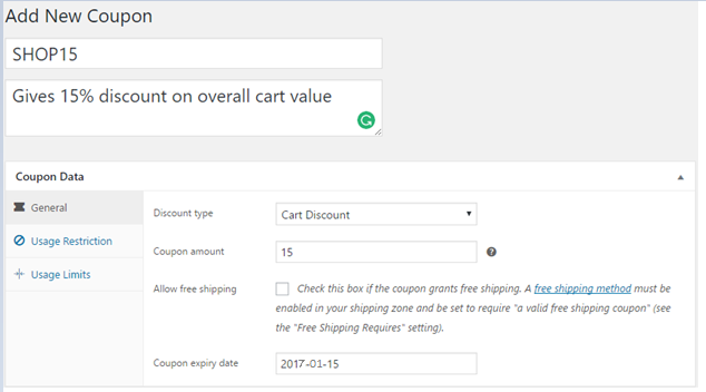 add coupon in woocommerce