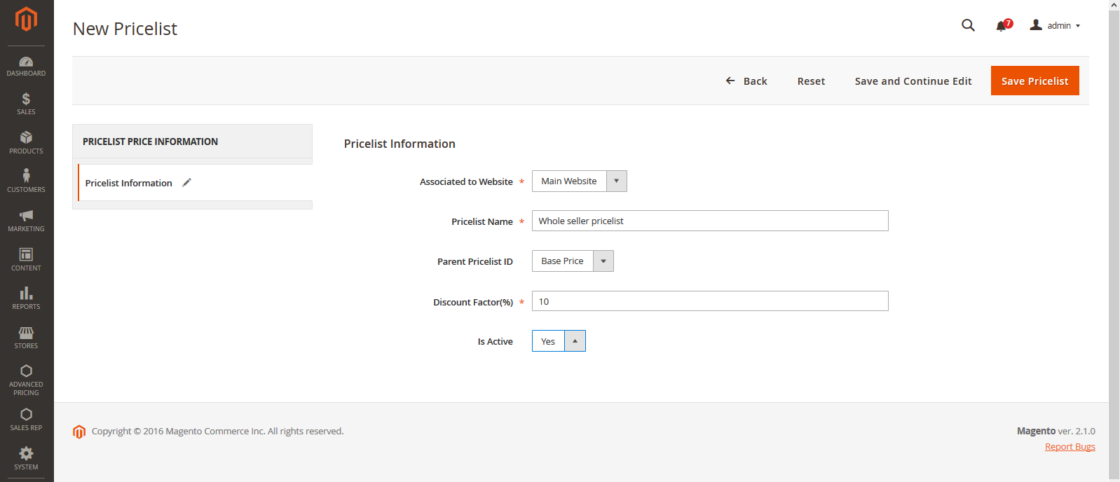 Magento Pricelist Creation