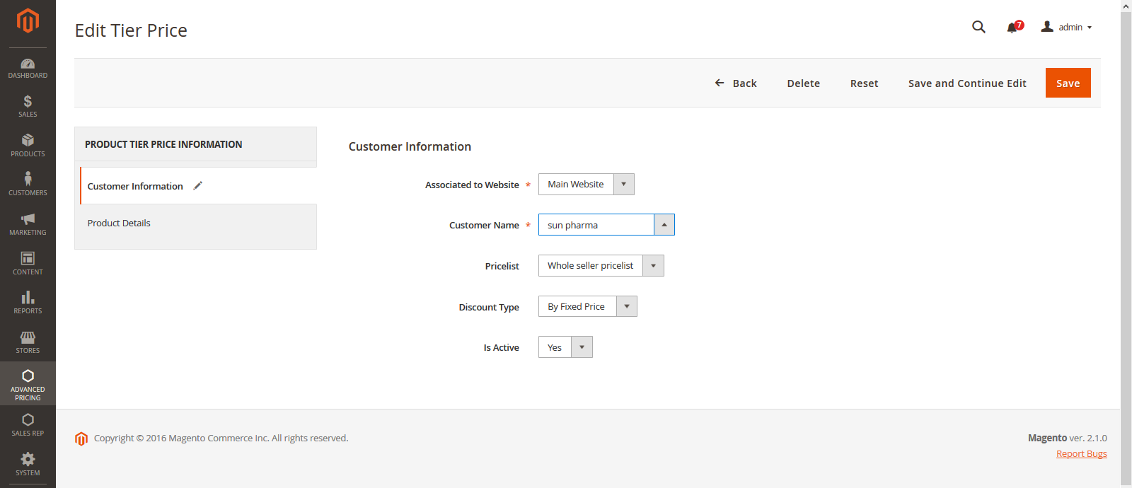 Magento Tier price edit admin UI