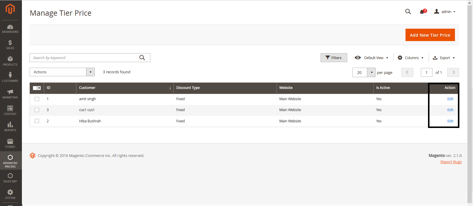 Magento Tier price