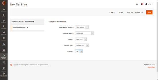 Magento create new tier price