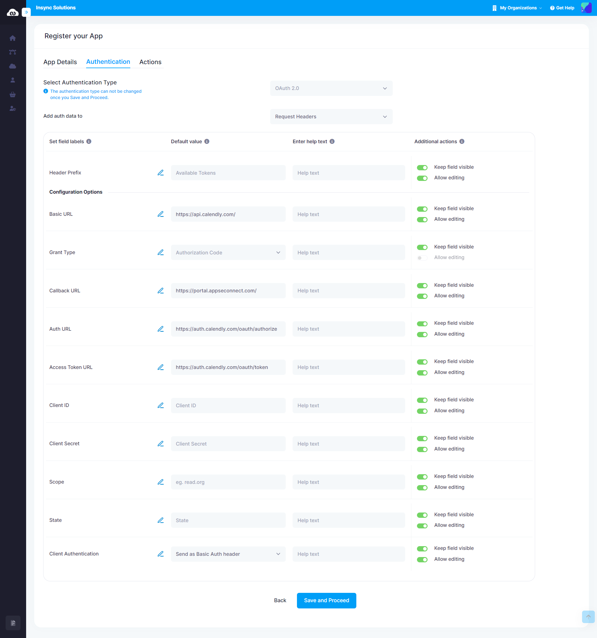 Authentication step 2 - private app