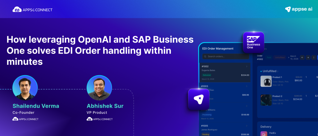 "OpenAI and SAP Business One webinar banner for AI-powered EDI order handling and automation."