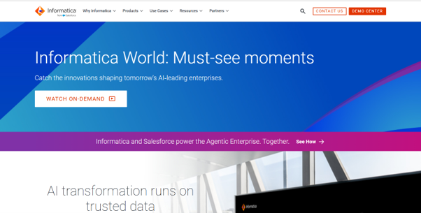 Informatica Intelligent Cloud Services Homepage