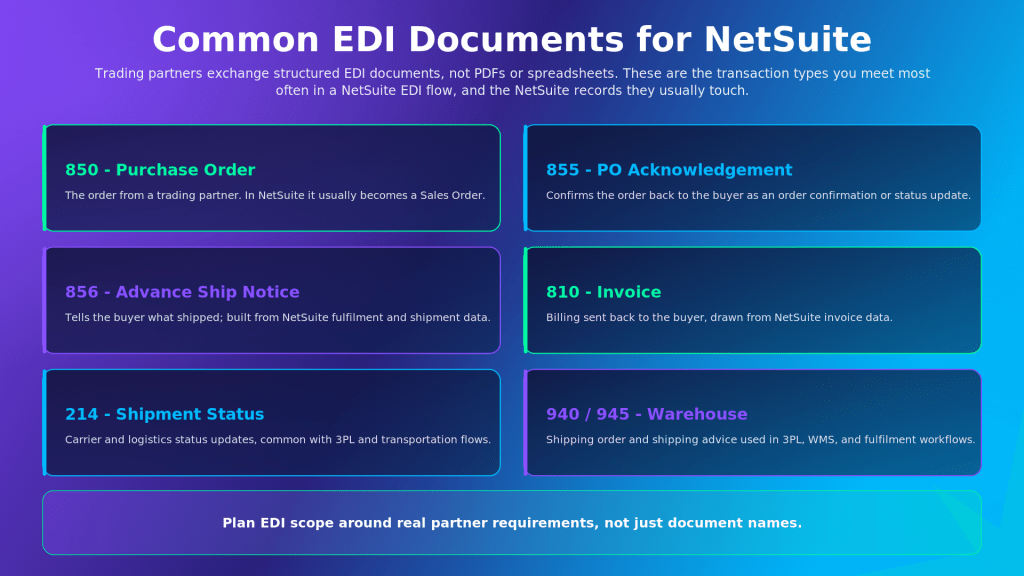 Common EDI Documents for NetSuite